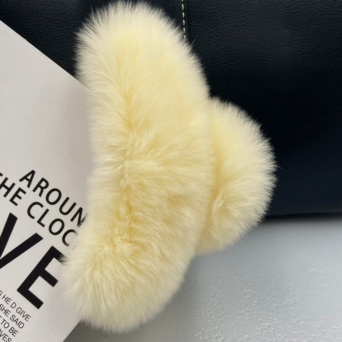 Winter Fuzzy Hair Claw for Women – Warm Fluffy Natural Rex Rabbit Fur Hair Clip, Elegant Fashion Party Accessory