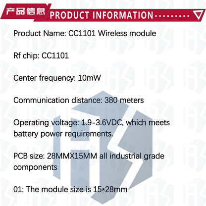 CC1101 Wireless Transceiver Module with SMA Antenna – 315/433/868/915MHz for Arduino