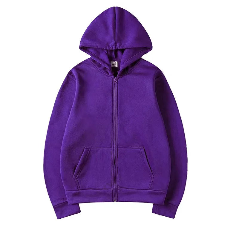 Fashion Zipper Hoodie — Casual Black, Gray & Blue Streetwear Sweatshirt for Men & Women