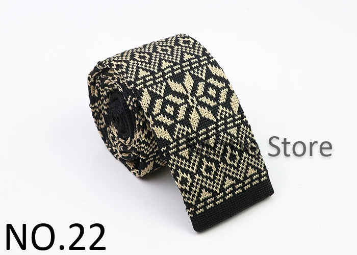 Classic Knit Neck Tie for Men — 6cm Plaid & Dots Casual Business Wedding Tie