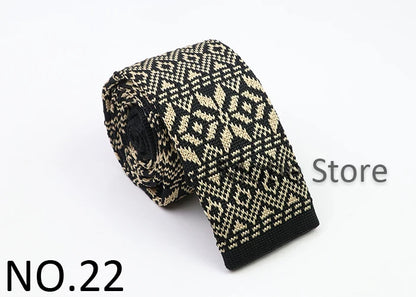 Classic Knit Neck Tie for Men — 6cm Plaid & Dots Casual Business Wedding Tie