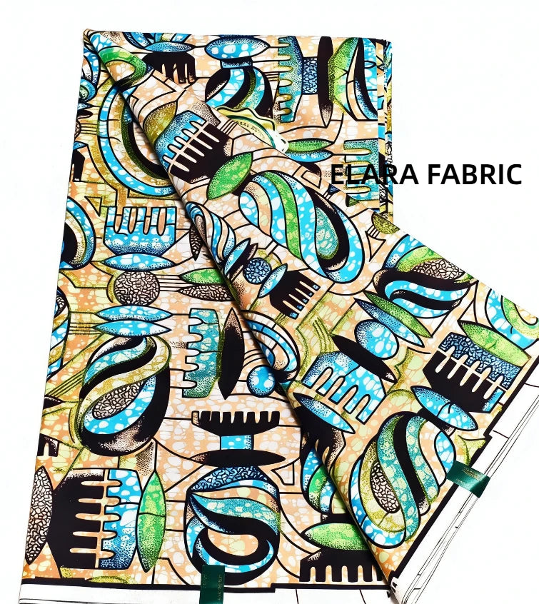 African Golden Glitter Wax Fabric - Soft Cotton Ankara Batik Print Material for Uniforms