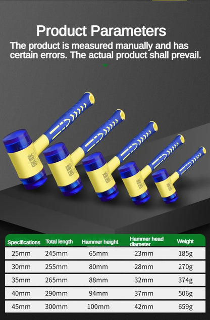 Double Head Installation Hammer — 25mm–45mm Detachable Rubber Mallet with Handle