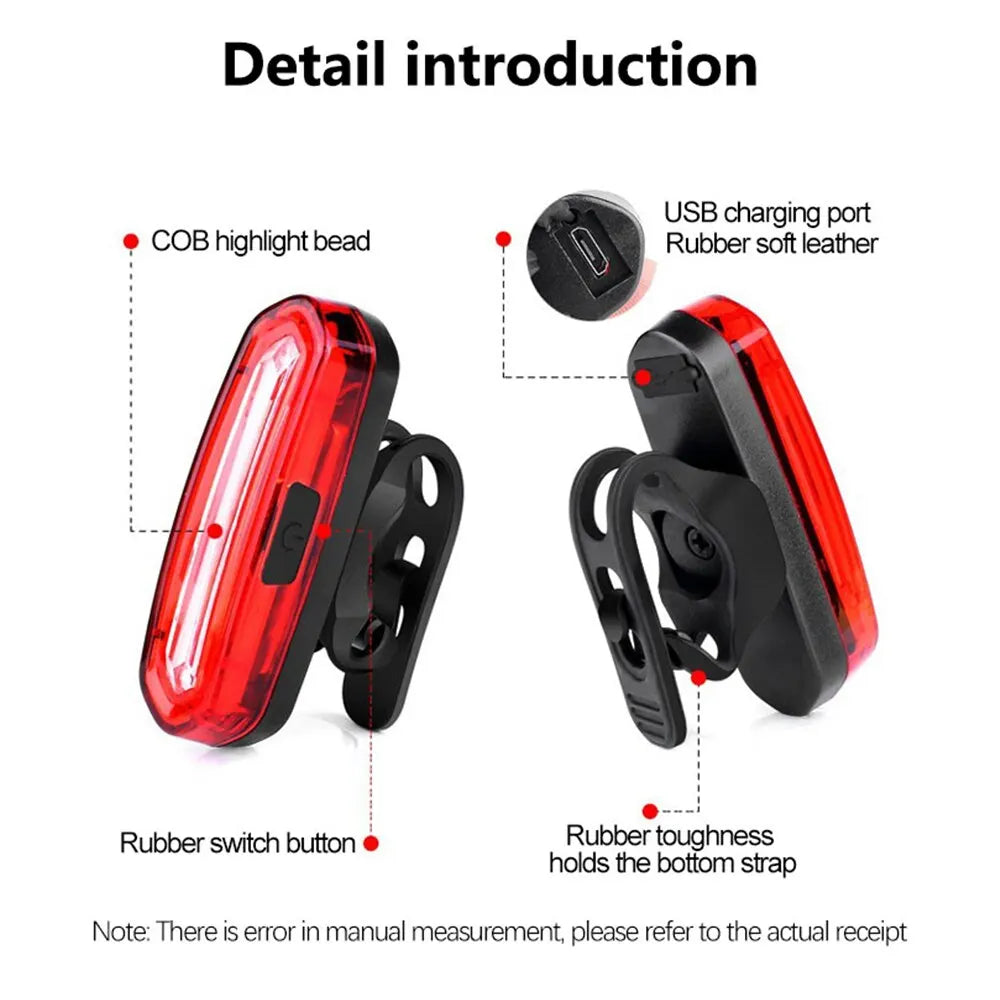 USB Rechargeable Bicycle Taillight – MTB Red LED Rear Cycling Warning Light for Mountain Bike Safety Lamp