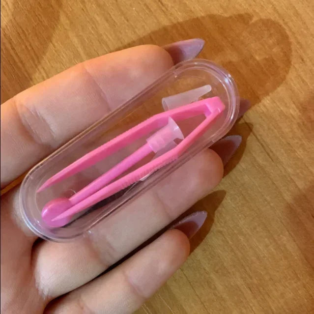 Color Contact Lens Case Set – Tweezers & Suction Stick Eye Care Tool Kit for Lens Insertion & Storage Container