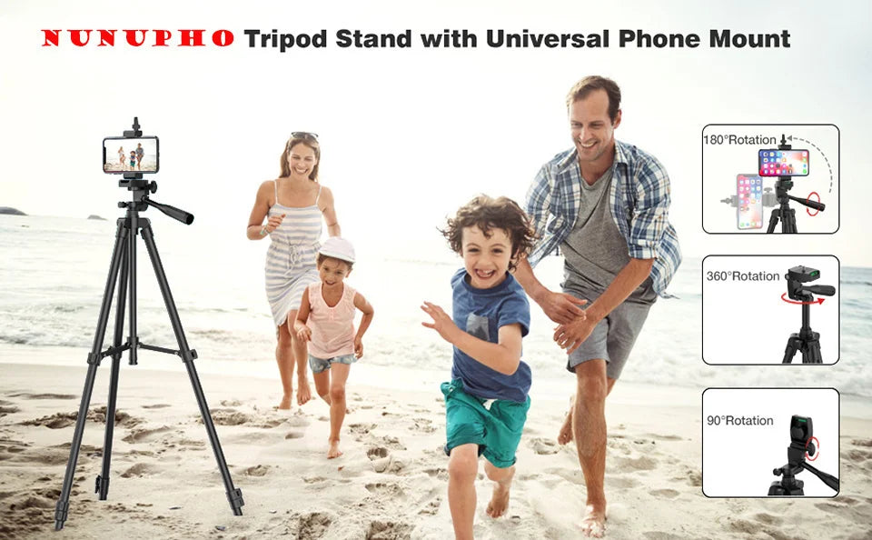 Phone Camera Tripod Stand – Lightweight with Bluetooth Remote, Universal Phone Holder for Photography, Compatible with Xiaomi, Huawei, DSLR