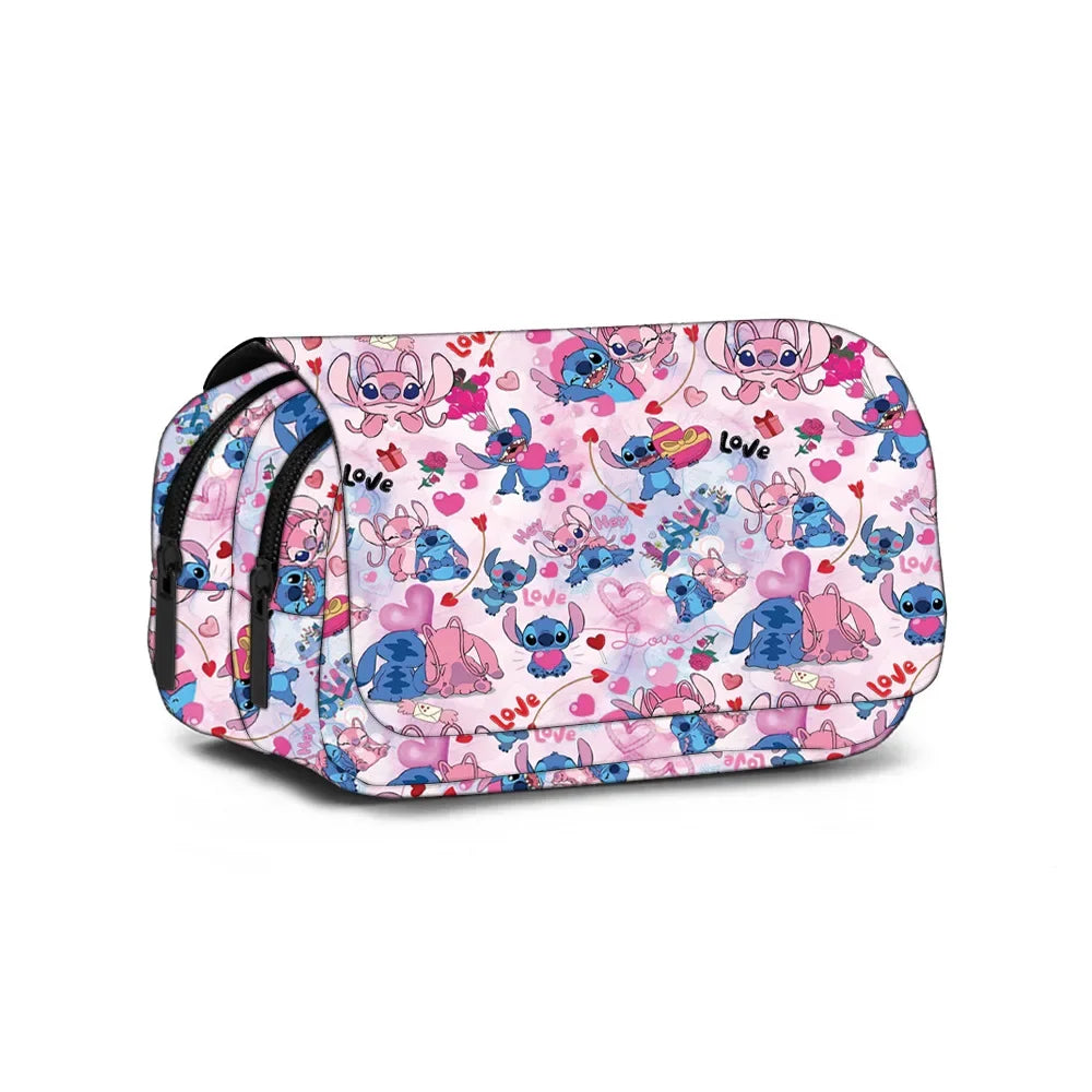Anime Stitch Fully Printed Flap Pencil Case – Cartoon Stationery Bag for Primary & Secondary Students