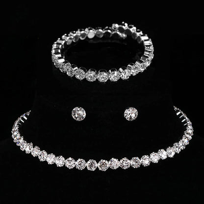 Women's Minimalist Jewelry Set - 4-Piece Necklace, Earrings & Bracelet Party Accessory Collection
