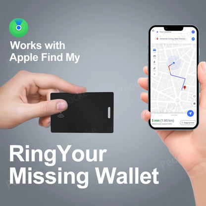Wallet Anti-Loss Card – GPS Smart Tag with iPhone Find My Bluetooth, Ultra-Thin Wireless Charging, IP67 Waterproof