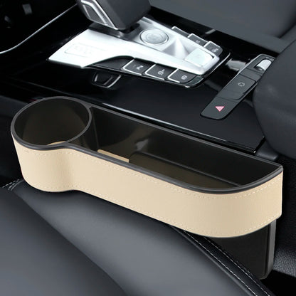 Car Seat Gap Organizer – Leather Auto Crevice Storage Box with Cup & Phone Holder, USB Option