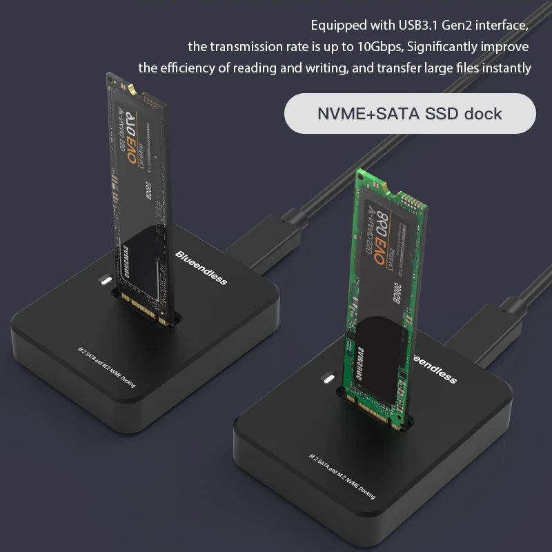 Blueendless External SSD Hard Disk NVME Enclosure – 10G Online Reading/Writing Speed, M.2 NVME SD Docking Station Case