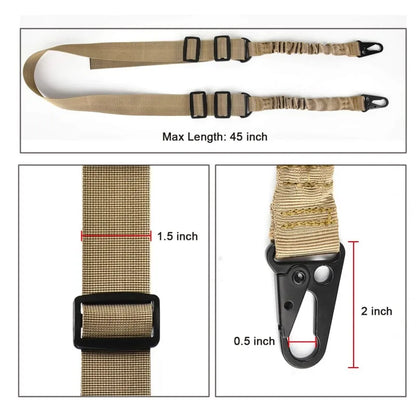 Two Points Rifle Sling with Length Adjuster | Traditional Sling with QD Metal Hook | Outdoor Tactical Sling Shoulder Straps