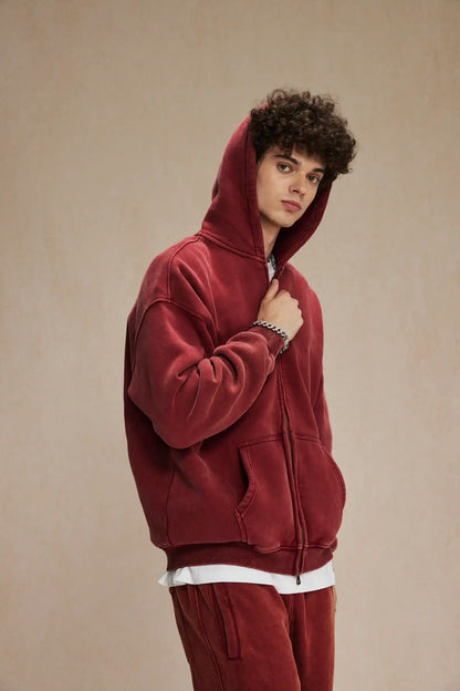Batik Fleece Zipper Hoodie – Warm Ethnic Style Zip-Up Sweatshirt