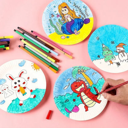 50PCS Disposable Paper Plates for Party, Picnic, DIY Drawing & Kids Craft Activities