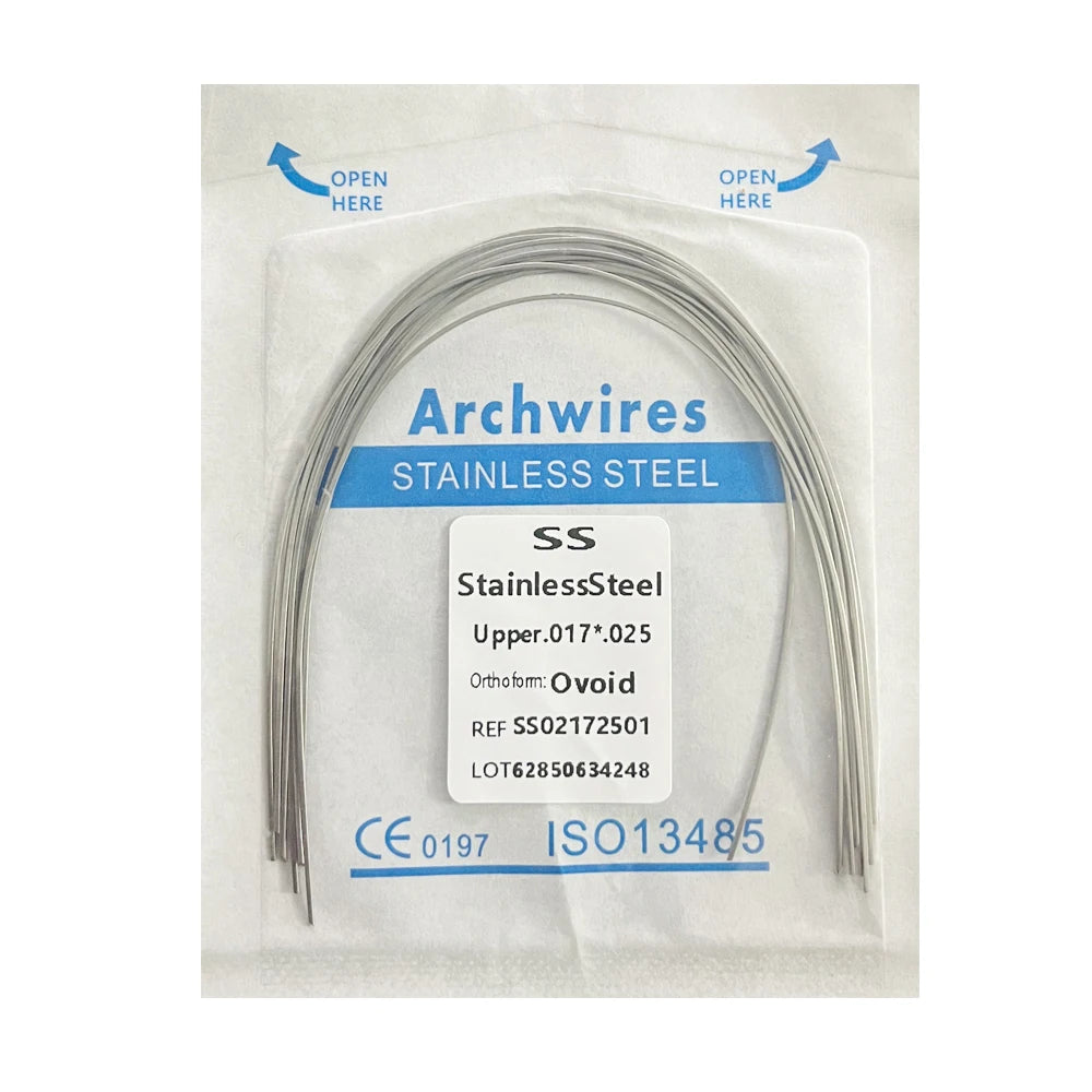 10PCS Dental Orthodontic Arch Wire Set - Stainless Steel Round & Rectangular Dentist Ovoid Form Material