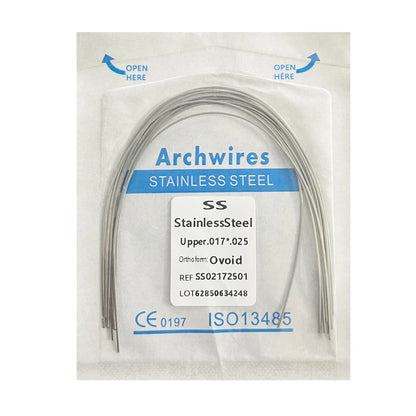 10PCS Dental Orthodontic Arch Wire Set - Stainless Steel Round & Rectangular Dentist Ovoid Form Material