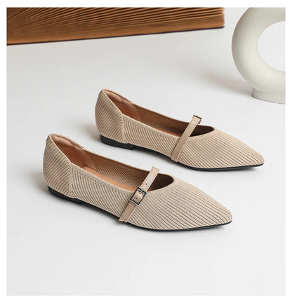 2024 Women's Flat Shoes – Pointed Toe Soft Knitted Sole, Breathable & Comfortable Spring and Autumn New Model