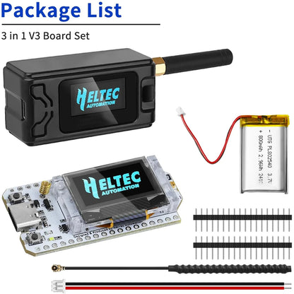 Meshtastic Heltec V3 ESP32 LoRa 32 Dev Board Kit — SX1262 Tri-Band 915MHz with OLED, USB-C, WiFi & BLE, 800mAh Battery Case for Arduino IoT