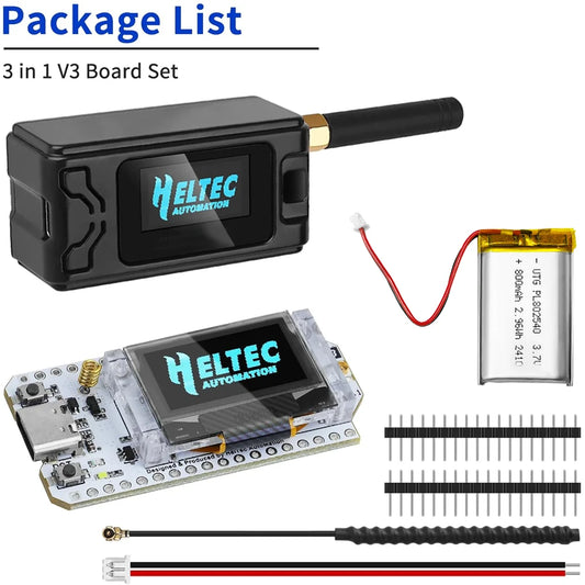 Meshtastic Heltec V3 ESP32 LoRa 32 Dev Board Kit — SX1262 Tri-Band 915MHz with OLED, USB-C, WiFi & BLE, 800mAh Battery Case for Arduino IoT