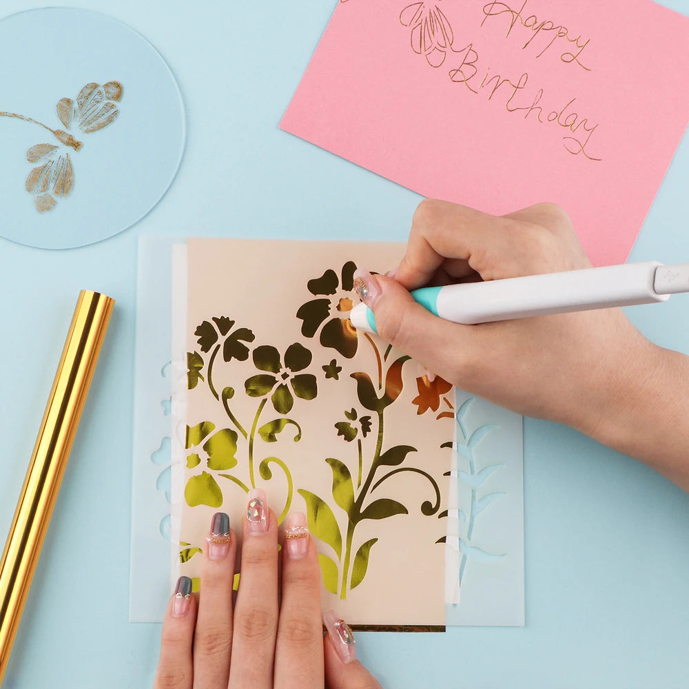 USB Hot Foil Pen Set – 0.8mm Heat-Active Gold Foil Pen for Paper, Leather, DIY Scrapbooking & Cards