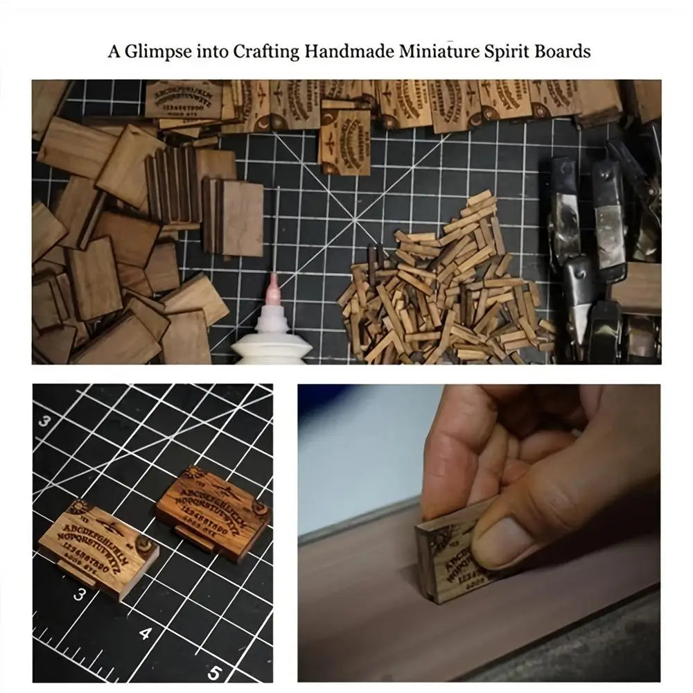 Handmade Miniature Ouija Board | Wooden Talking Spirit Board with Planchettes for Divination