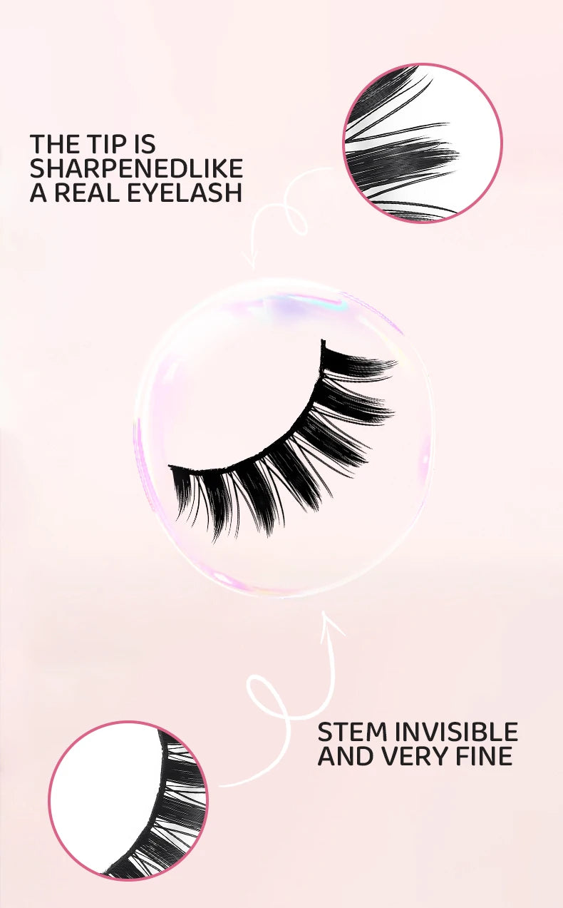 DINGSEN 5 Pairs Manga Style False Eyelashes — Soft, Natural, Long Anime Wispy Strip Lashes for Makeup