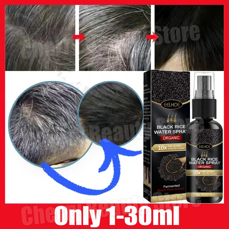 Gray to Black Hair Treatment Serum – Natural Hair Color Repair Spray for Hair Loss & Healthy Hair Care