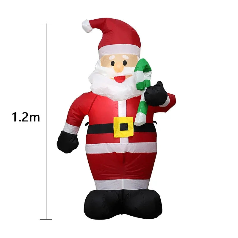 1.2M Santa Claus Christmas Inflatable Crutch - Outdoor Decoration with LED Lights, Garden Party Ornament