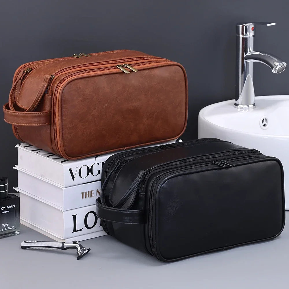 Multi-Pocket Waterproof PU Toiletry Bag – Hanging Travel Makeup & Cosmetic Organizer for Men & Women Essentials Wash Bag