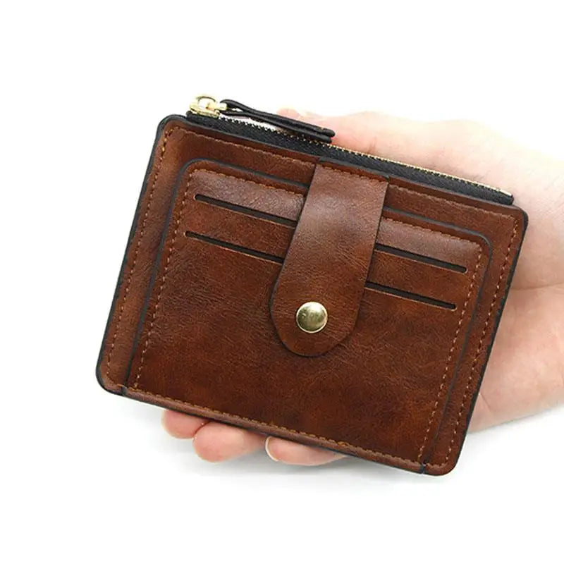 Luxury Slim Leather Wallet for Men — Small Credit & ID Card Holder with Coin Pocket, Designer Purse for Men & Women