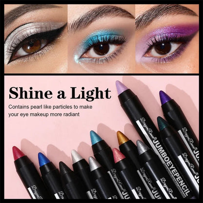 12-Color Waterproof Eyeshadow Pencil – Long-Lasting Pigment Blue Purple Black Eye Shadow Stick