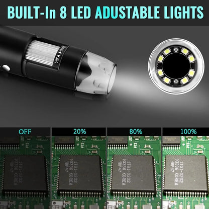 1600X USB Digital Microscope 1080P HD – 8 LED Soldering Inspection Camera for Android, Mac & Windows Electronics Repair Tool