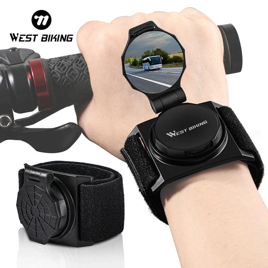 WEST BIKING Cycling Rearview Mirror, 360-Degree Rotating HD Convex Wrist Mirror for Bike Safety and Bicycle Accessories