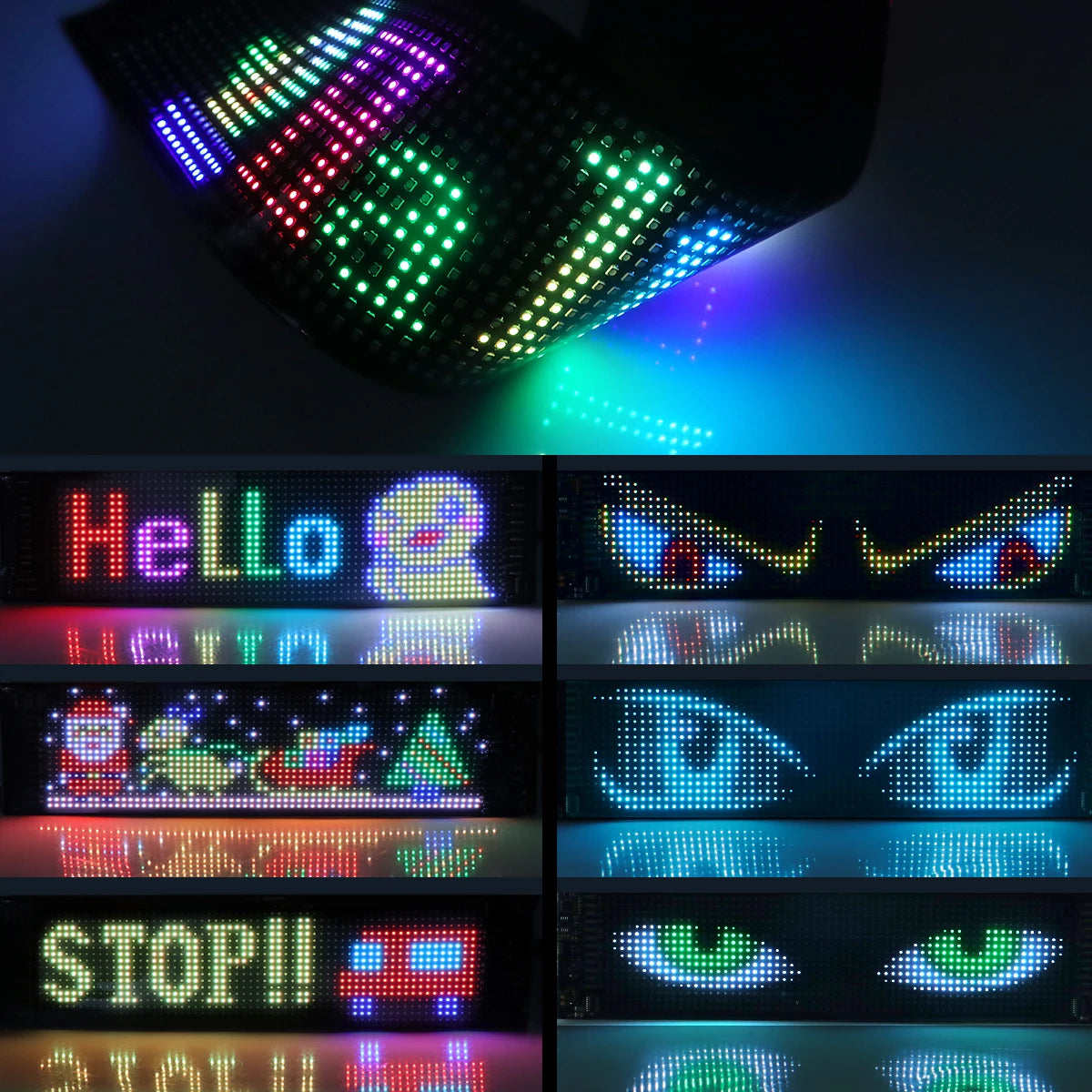2PCS Programmable RGB LED Car Display Panels - DIY Scrolling Text, Pixel Matrix, Devil’s Eye Animation Lights for Cars and Trucks