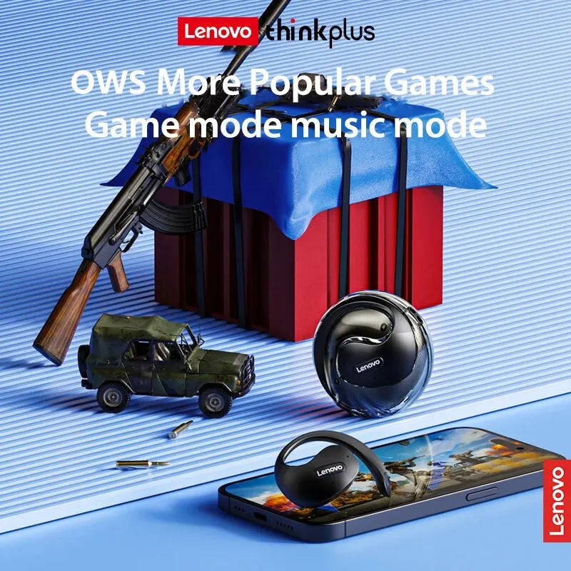 Lenovo X15pro OWS Earphone: Bluetooth 5.4, Ear-Mounted Sports Waterproof Wireless Earphones with Lanyard