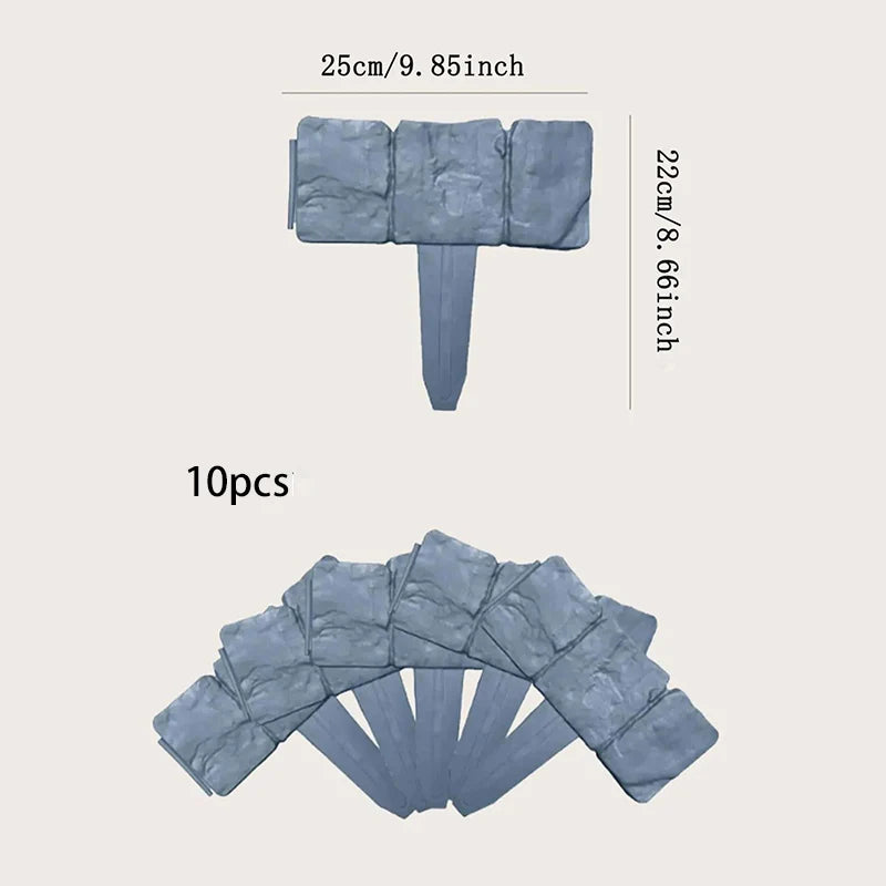 5-10pcs Garden Fence Stakes - Imitation Stone Decorative Plant Border for Lawn, Yard & Landscape DIY Edging