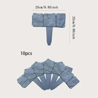 5-10pcs Garden Fence Stakes - Imitation Stone Decorative Plant Border for Lawn, Yard & Landscape DIY Edging