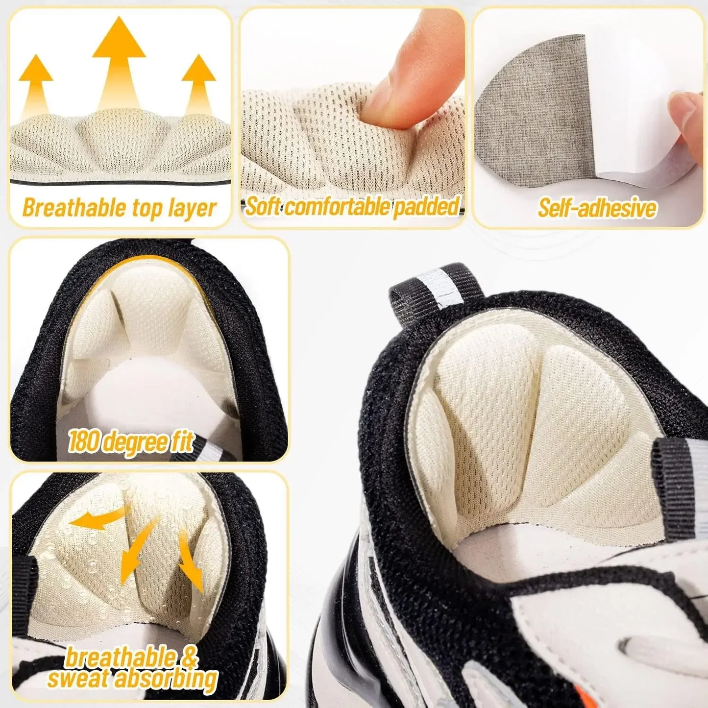 Heel Sticker Insoles Pads — Anti-Pain Cushion Heel Protectors for Sports Shoes & Sneakers, Adhesive Comfort Patch