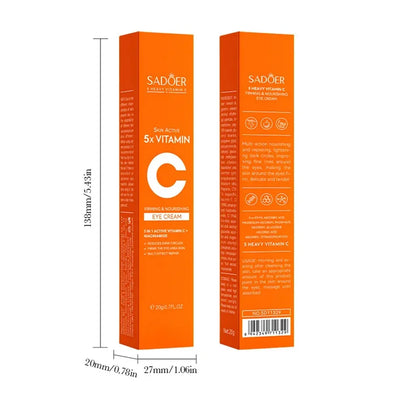 SADOER Vitamin C Eye Cream - Anti Dark Circle, Eye Bag Removal & Brightening Moisturizing Skincare Treatment