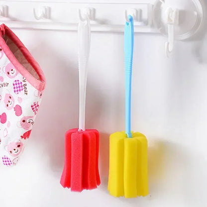 3pcs Cup & Bottle Cleaning Brushes — Sponge & Brush Set for Glass, Wine, Coffee & Tea Cups, Kitchen Cleaning Tool