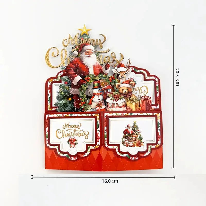 Christmas Party Greeting Cards — 3D Pop-Up Santa Card w/ Envelope | Merry Christmas & New Year 2026