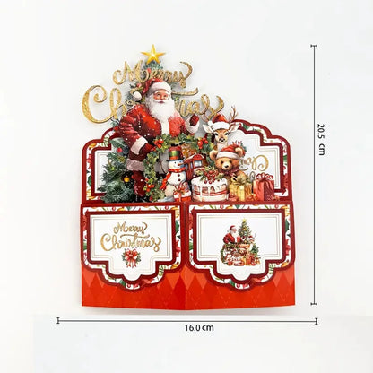 Christmas Party Greeting Cards — 3D Pop-Up Santa Card w/ Envelope | Merry Christmas & New Year 2026