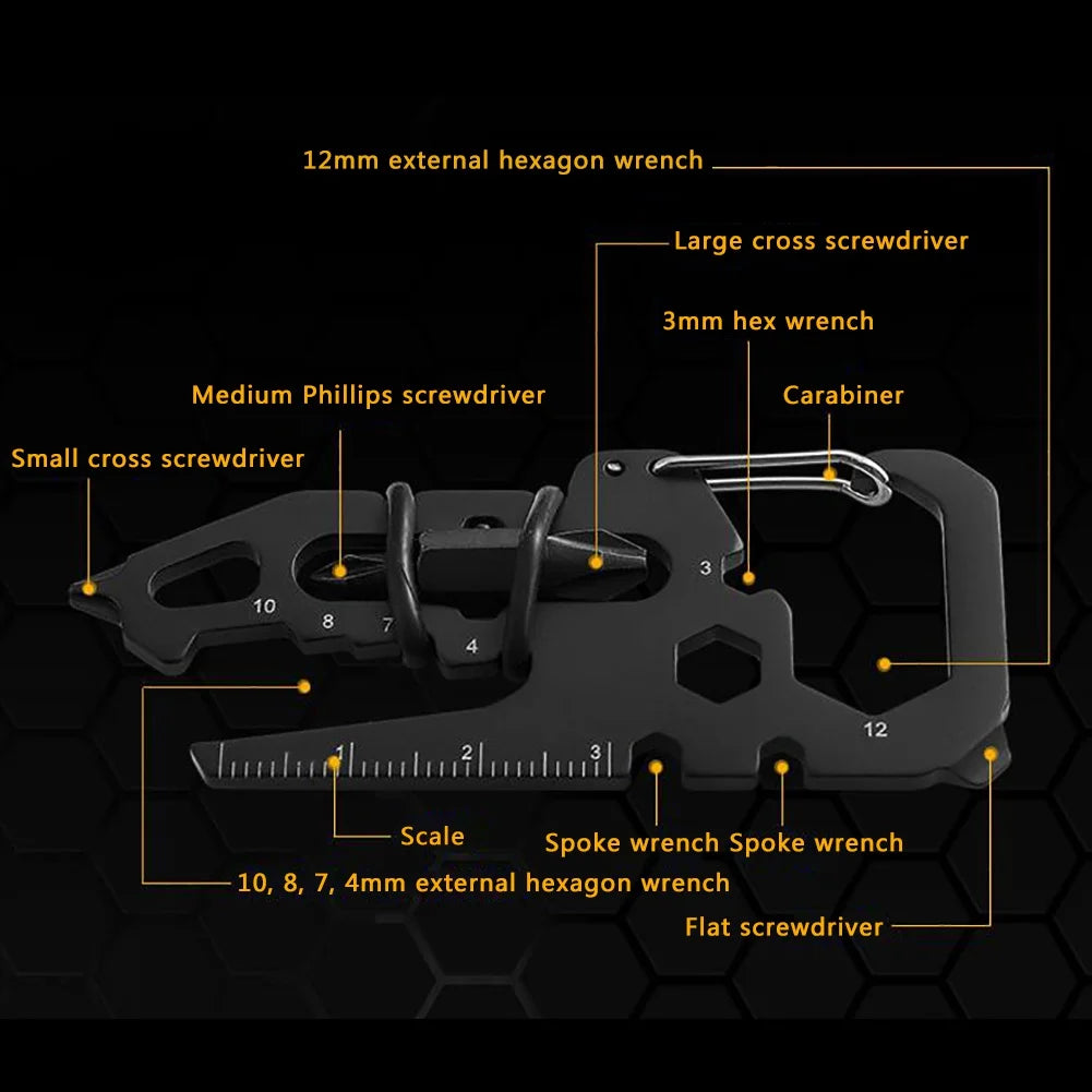 Stainless Steel Carabiner Keychain – Multifunction Bottle Opener & Outdoor Camping Climbing Tool