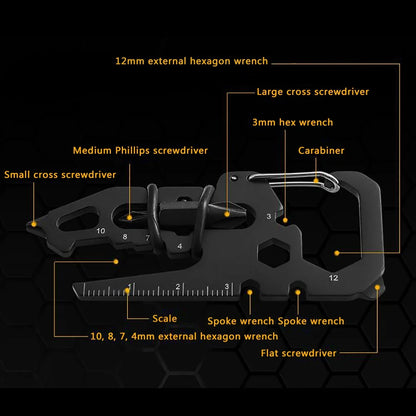 Stainless Steel Carabiner Keychain – Multifunction Bottle Opener & Outdoor Camping Climbing Tool
