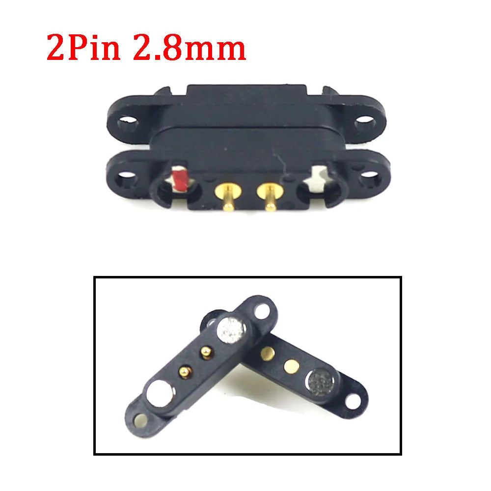2A Magnetic Pogo Pin Connector - 2–5 Pin Spring-Loaded Male/Female DC Power Socket, 2.3/2.5/2.8mm Pitch