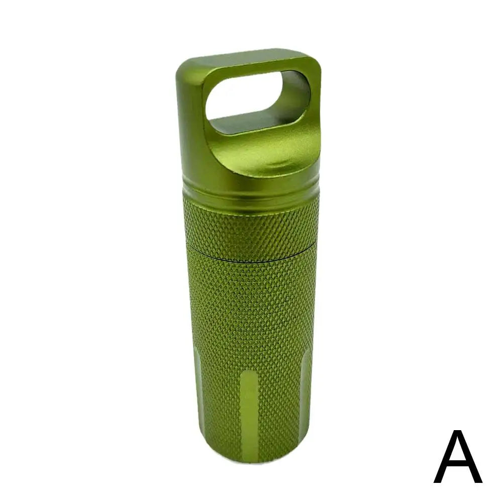 Aluminum Alloy Airtight Pill Container — Portable Waterproof EDC Single-Chamber Capsule Holder & Medicine Case