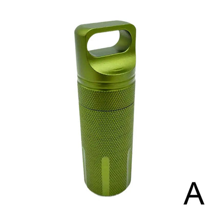 Aluminum Alloy Airtight Pill Container — Portable Waterproof EDC Single-Chamber Capsule Holder & Medicine Case