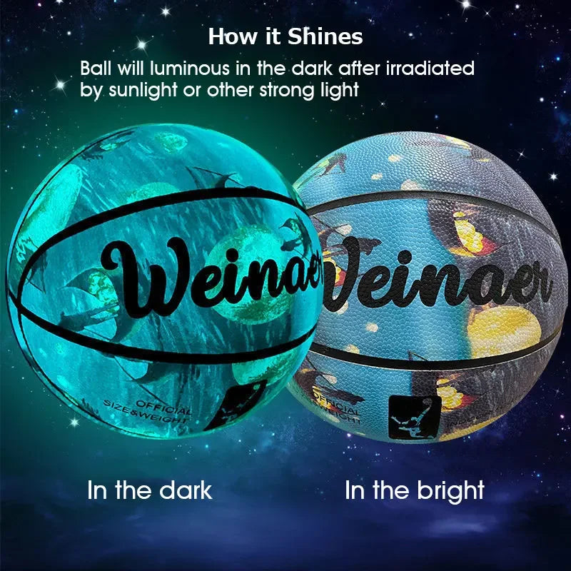 Glow-in-the-Dark Basketball – Size 5/6/7, PU Soft Leather, Outdoor Durable, Wear-Resistant & Anti-Skid for Children, Adults & Students
