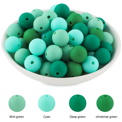 50Pcs Silicone Spacer Beads - 9/12/15mm Round Loose Beads for DIY Necklace Bracelet Jewelry Making