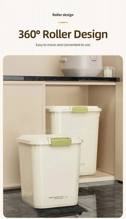 10KG Rice Storage Container - Sealed Cereal Dispenser with Buckle, Insect-Proof Grain & Pet Food Organizer